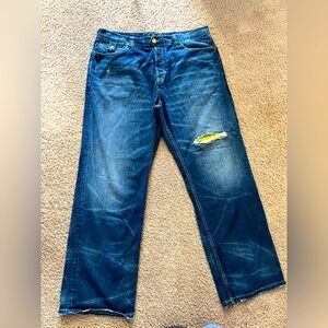 COOGI vintage button fly green embroidered pocket mens denim jeans size 40 x 34